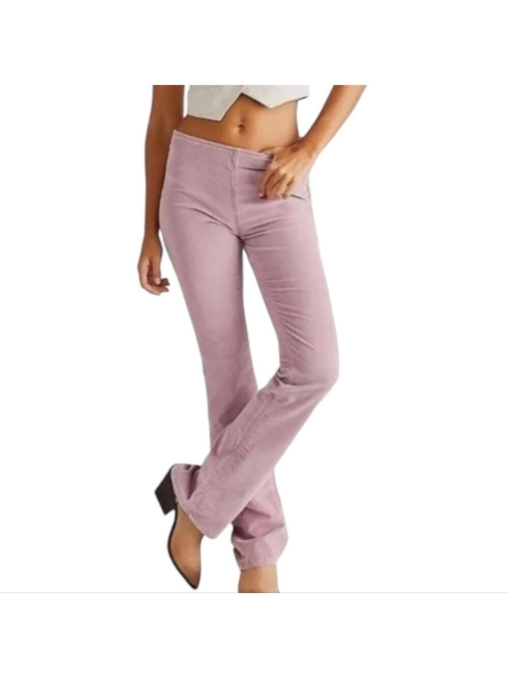 Free People We The Free Corduroy Dusty Mauve Flare Pants Size 30 - Picture 2 of 10